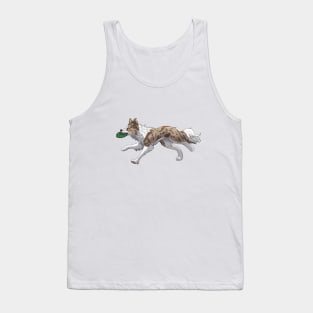 Running Red lilac Merle Border Collie with Frisbee Tank Top